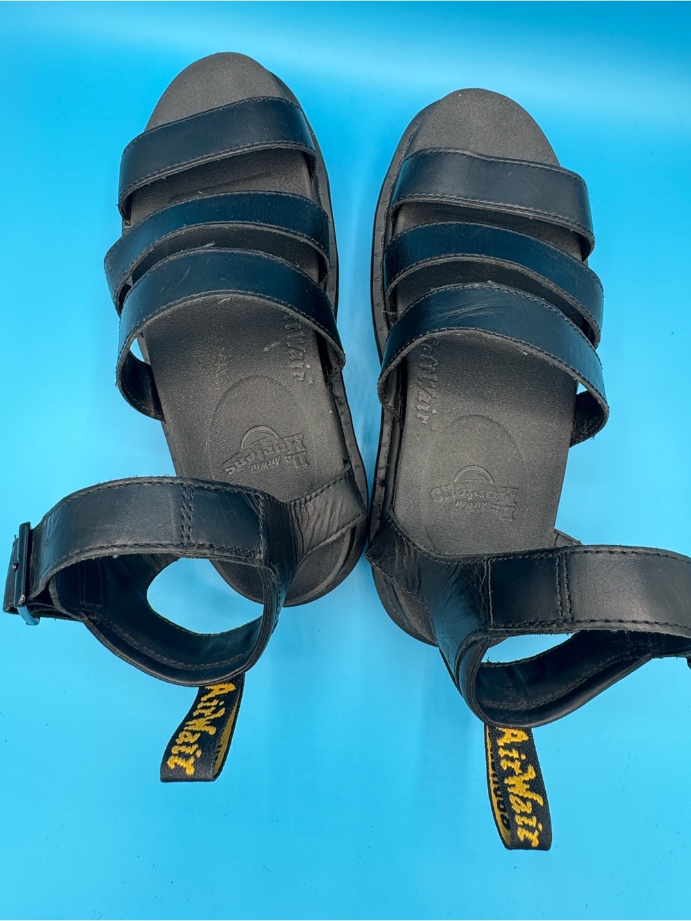 Dr. Martens Black Leather Triple-Strap Sandals